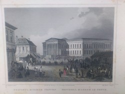 L. Rohbock - Nemzeti Muzeum Pesten - G.M. Kurz - acélmetszet - 19. század