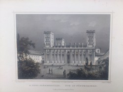 L. Rohbock - A Pécsi Székesegyház - Johann Popel - acélmetszet - 19. század
