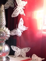 6 db csillámos pillangó esküvői dekoráció vagy karácsonyfadísz 