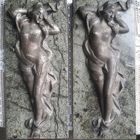 Levélnehezékek kettő darab márvány lapon női félakt öntött bronz mérete:a márványlapnak:17,5cmX 8cm