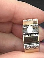 Vintage izraeli kézműves ezüst gyűrű 18K arannyal és cirkóniával