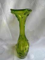 Green color retro glass vase