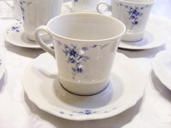 Bavaria porcelán teás vagy cappuccino-s készlet, elegáns kék mintával,6 személyes hibátlan garnitúra