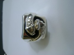 Ötvös munka; Férfi ezüst gyűrű egyedi készítésű 20,8 mm belső átmérőjű
