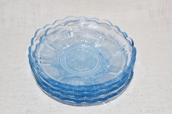 4 db kék üveg savanyúságos kis tányér  ( DBZ 00103 )