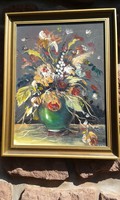 J.Cifrus: Virág csendélet, csokor, olaj festmény