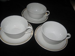 Zsolnay teás fehérben  3 db  ,107 mm és   arany csíkos  kistányér 135 mm