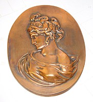 Art Nouveau style, bronzed metal wall plaque