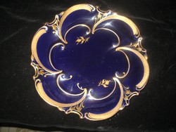 Illmenau cobalt bowl, thickly gilded 27.5 cm, signed