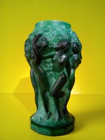 Czech art deco malachite glass vase Curt Schlevogt - Frantisek Pazourek