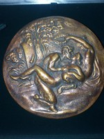 Nimfát rabló faun bronz plakett