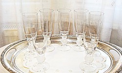 Art deco, kristály pezsgős pohár készlet (6 + 1)