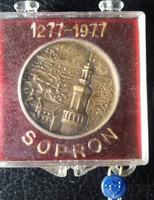Somorjai László, Balatonlelle1949.12.10. Sopron 1277-1977.Tűztorony, bronz, mérete:32mm szoc.címer 