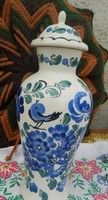 Kézzel festett nagy lengyel urna váza madár  - fedeles váza