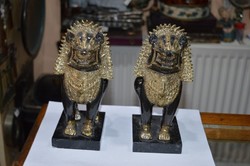 2 pieces of copper Indonesian figurine on a marble base
