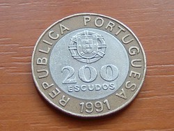 PORTUGÁLIA 200 ESCUDOS 1991 BIMETÁL GARCIA DE ORTA