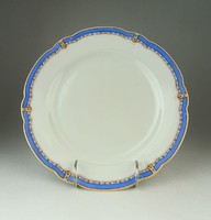 0Q910 Antik kék szegélyes porcelán lapostányér