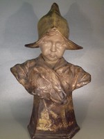 Art Nouveau Goldscheider - Dutch Girl - Holland lány - antik terrakotta kerámia büszt 1901
