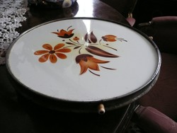 Antik, kézzel festett, jelzett porcelán forgó kínáló tál eladó 30 cm