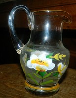 Antique Biedermeier hand painted glass pourer - jug