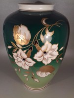 Wallendorf aranyozott porcelán öblös nagy méretű  váza