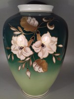 Tavaszi virágcsokor éke kedvező áron! Wallendorf aranyozott öblös nagy méretű porcelán váza