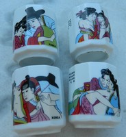 Koreai erotikus porcelán kupicák 4 db