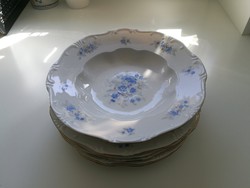 Zsolnay kék virágos tányérok - 1 db mély, 5 db lapos