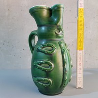 Folk, green glazed folk ceramic jug