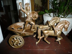 Roman chariot with horses - antique bronze statue
