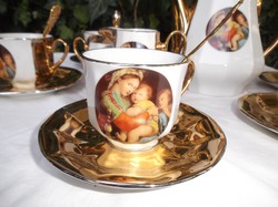 Coffee set-15 pieces until 1970 - carlsbad antonie - porcelain 18 carat thick gold-plated - perfect