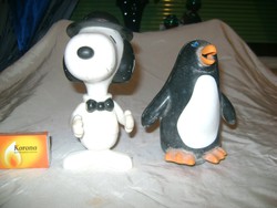 Retro bakelit kutya és pingvin figura - játék