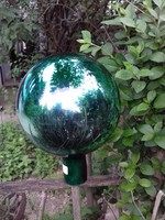 Vastagfalú látványos nagyméretű zöld üveg foncsorozott rózsagömb