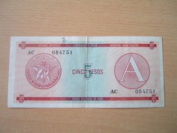 KUBA CUBA 5 PESOS ND (1985) "A" KÜLFÖLFÖLDIEKNEK