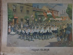 Szocreál iskolai szemléltető plakát  1960 Tankönyvkiadó 68x99 cm
