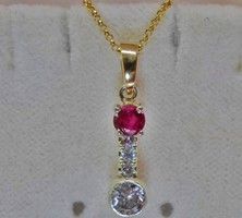 Szépséges art deco 0,35ct gyémánt rubin arany nyakék
