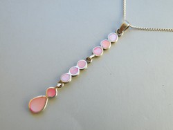 AT 022 - 925 Ezüst nyaklánc rózsaszín gyöngyház köves medállal 