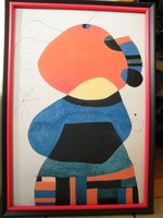 Joan Miro (Femme avec Trois Cheveux) keretezett művészi nyomat