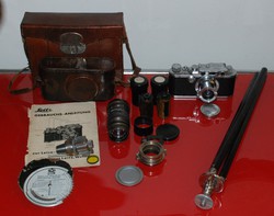 Leica IIIa fényképezőgép és kiegészítői  -  1937-38 