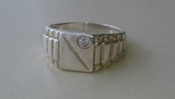 Ezüst Rolex pecsétgyűrű kis cirkonnal díszítve 925 