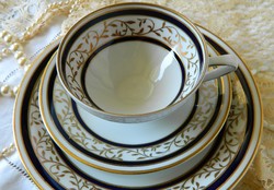 Reichenbach Bavaria porcelán reggeliző szett, csésze kistányér, echt kobalt