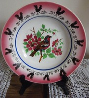 Antik Wilhelmsburg madaras, feketekakasos tányér.!
