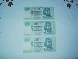 3 db 200 forintos  1998,2005,2007,