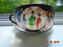 Kutani kézzel festett japán tojáshéj teás csésze alátéttel