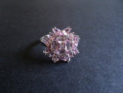 Nagyon szép  ezüst gyűrű rózsaszín zafír kő berakással