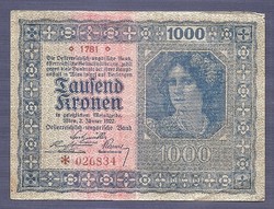 1000 Korona 1922 Osztrák - Magyar Bank  