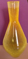 Karcagi sárga repesztett üveg váza