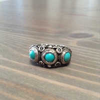 Régi kézműves türkiz köves ezüst gyűrű
