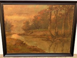 László Pántl Csabai (1904-1984) Landscape Oil Painting 110x85cm Original with Guarantee!!!!!