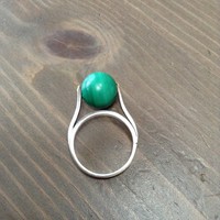 Különleges minimalista ezüst gyűrű forgatható malachit kővel